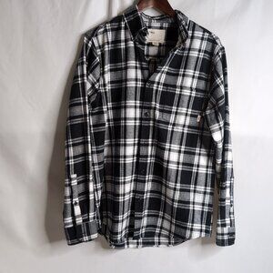 NWOT Tilley Men's Black and White Plaid/Flannel Button Up Shirt, Small